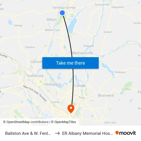 Ballston Ave & W. Fenlon St to ER Albany Memorial Hospital map