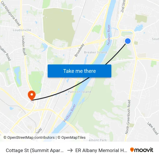 Cottage St (Summit Apartments) to ER Albany Memorial Hospital map