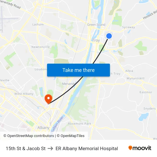 15th St & Jacob St to ER Albany Memorial Hospital map