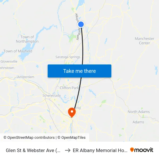 Glen St & Webster Ave (Ymca) to ER Albany Memorial Hospital map