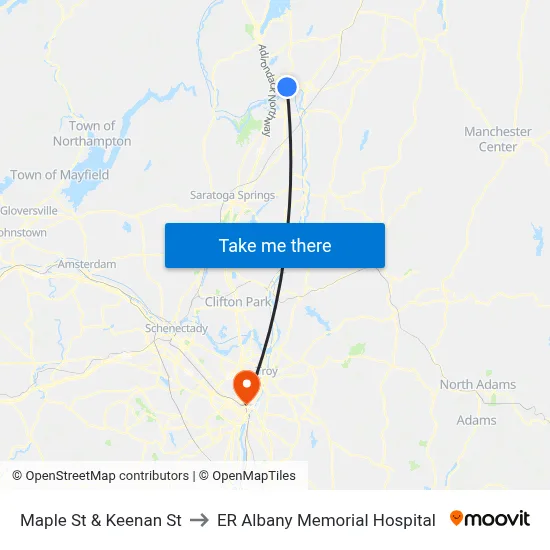 Maple St & Keenan St to ER Albany Memorial Hospital map