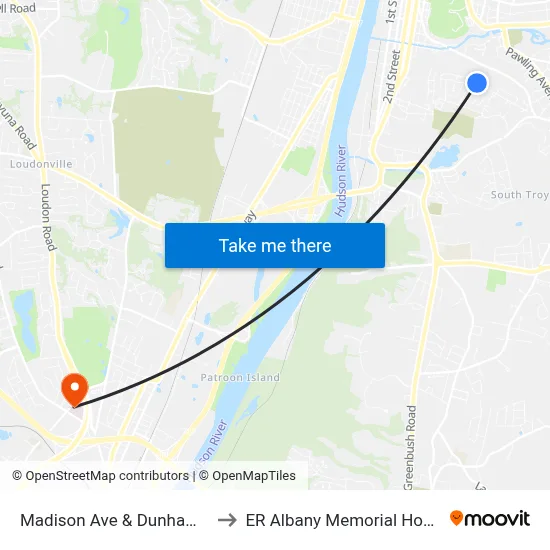 Madison Ave & Dunham Ave to ER Albany Memorial Hospital map