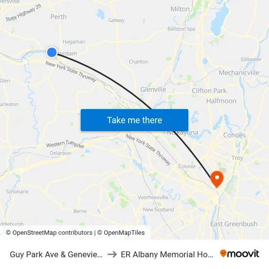 Guy Park Ave & Genevieve St to ER Albany Memorial Hospital map