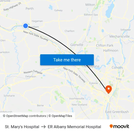 St. Mary's Hospital to ER Albany Memorial Hospital map