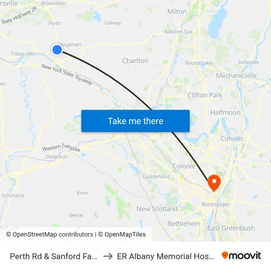 Perth Rd & Sanford Farms to ER Albany Memorial Hospital map