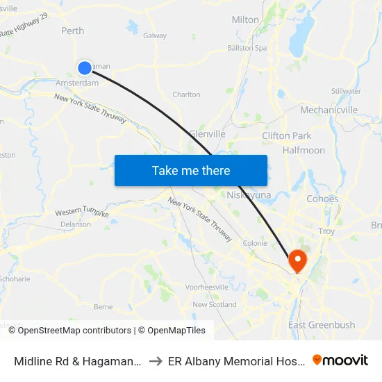 Midline Rd & Hagaman Ave to ER Albany Memorial Hospital map