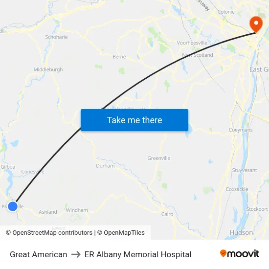 Great American to ER Albany Memorial Hospital map