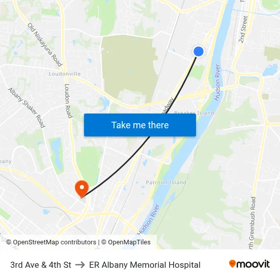 3rd Ave & 4th St to ER Albany Memorial Hospital map
