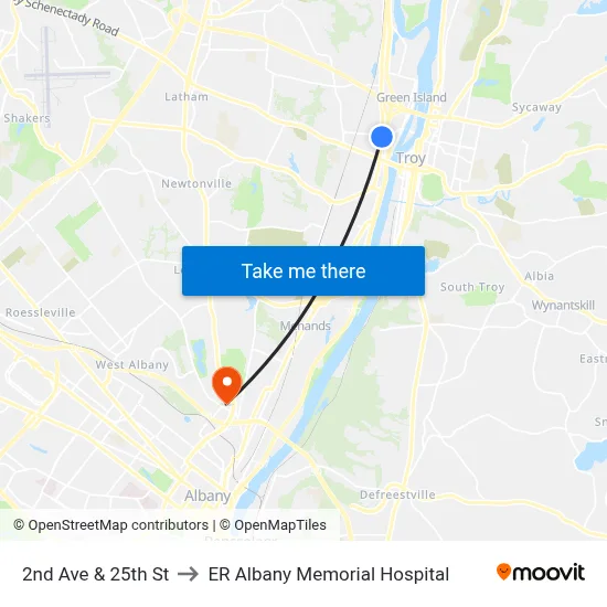 2nd Ave & 25th St to ER Albany Memorial Hospital map