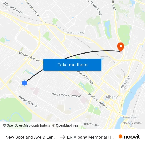 New Scotland Ave & Lenox Ave to ER Albany Memorial Hospital map