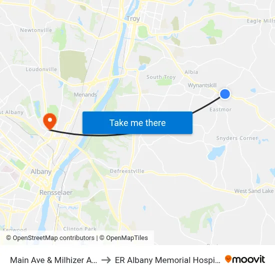 Main Ave & Milhizer Ave to ER Albany Memorial Hospital map