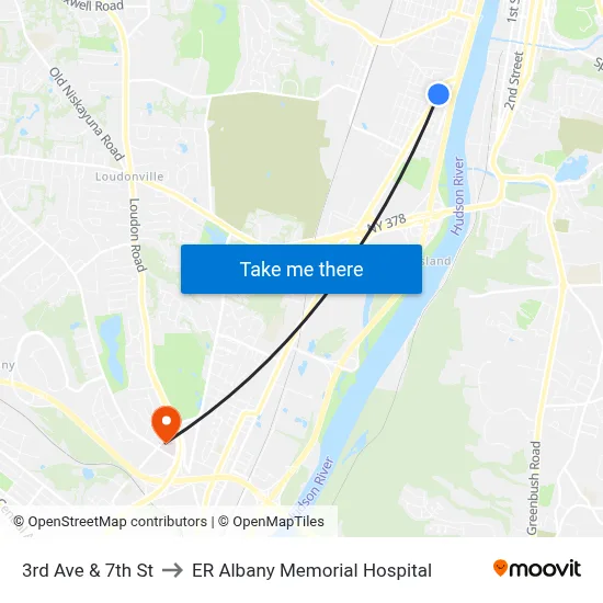 3rd Ave & 7th St to ER Albany Memorial Hospital map