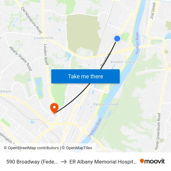 590 Broadway (Fedex) to ER Albany Memorial Hospital map