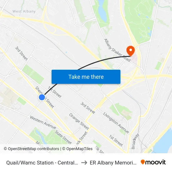 Quail/Wamc Station - Central Ave & Quail St to ER Albany Memorial Hospital map