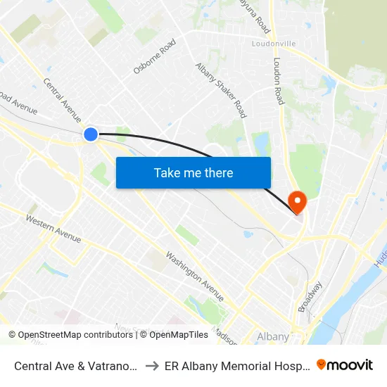 Central Ave & Vatrano Rd to ER Albany Memorial Hospital map