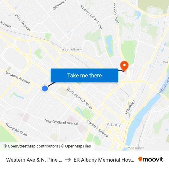 Western Ave & N. Pine Ave to ER Albany Memorial Hospital map