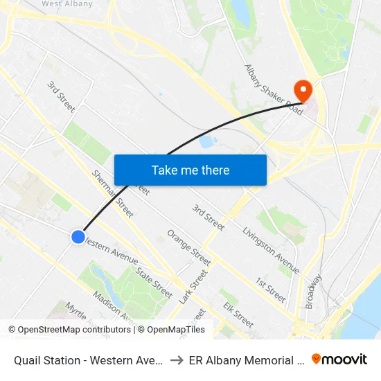 Quail Station - Western Ave & Quail St to ER Albany Memorial Hospital map