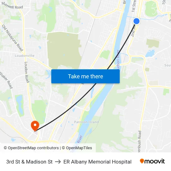 3rd St & Madison St to ER Albany Memorial Hospital map