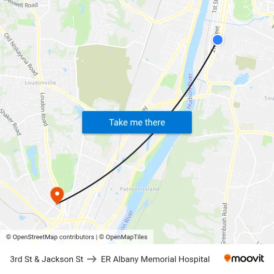 3rd St & Jackson St to ER Albany Memorial Hospital map