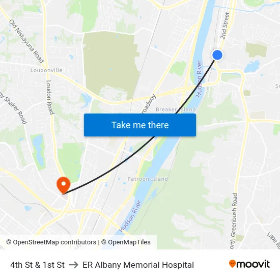 4th St & 1st St to ER Albany Memorial Hospital map