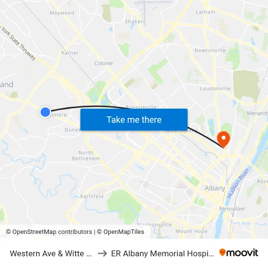 Western Ave & Witte Rd to ER Albany Memorial Hospital map