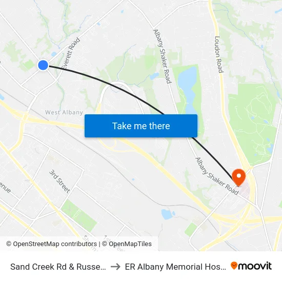 Sand Creek Rd & Russell Rd to ER Albany Memorial Hospital map