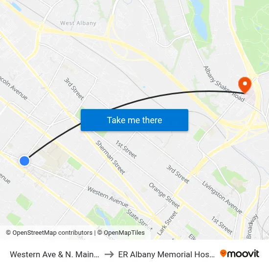 Western Ave & N. Main Ave to ER Albany Memorial Hospital map