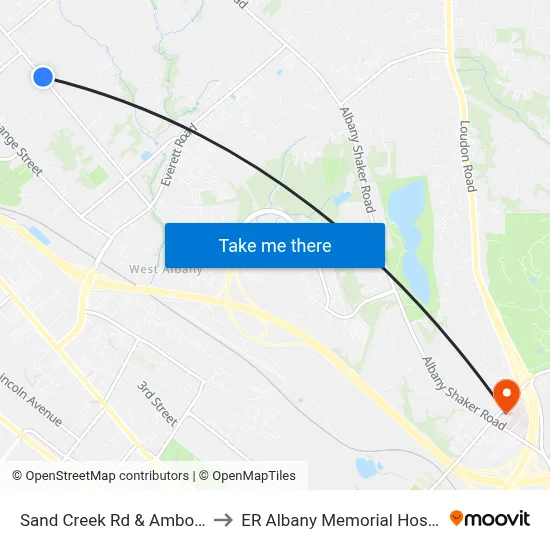 Sand Creek Rd & Amboy Dr to ER Albany Memorial Hospital map