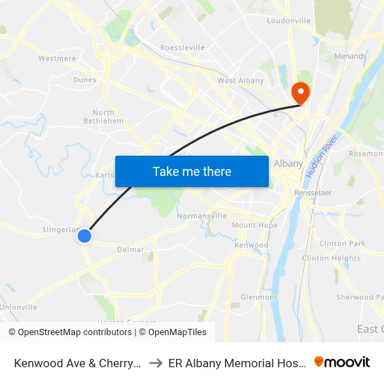 Kenwood Ave & Cherry Ave to ER Albany Memorial Hospital map