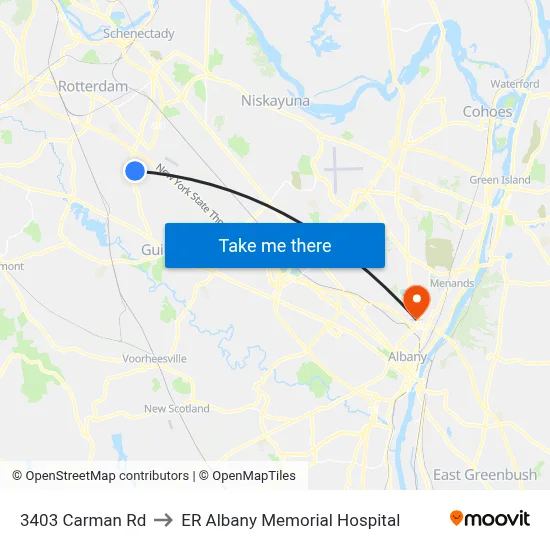 3403 Carman Rd to ER Albany Memorial Hospital map