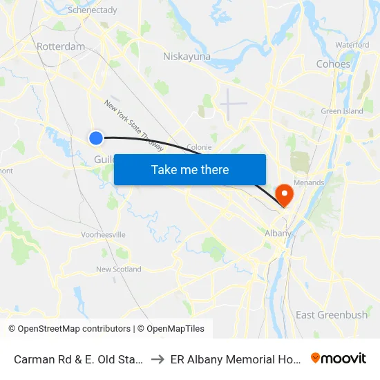 Carman Rd &  E. Old State Rd to ER Albany Memorial Hospital map