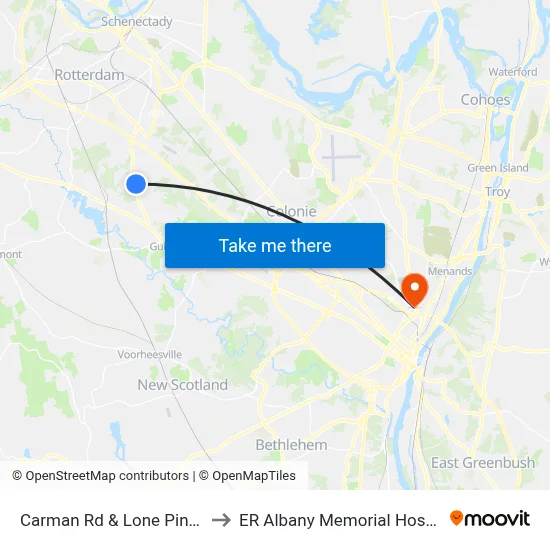 Carman Rd & Lone Pine Dr to ER Albany Memorial Hospital map