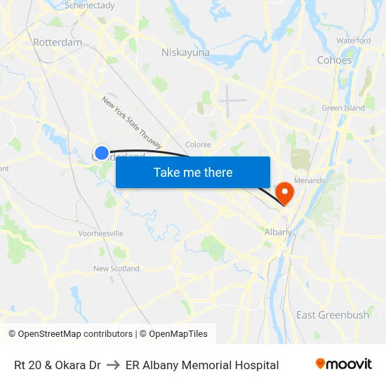Rt 20 & Okara Dr to ER Albany Memorial Hospital map