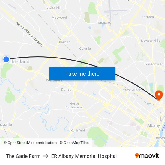 The Gade Farm to ER Albany Memorial Hospital map