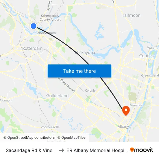 Sacandaga Rd & Vine St to ER Albany Memorial Hospital map
