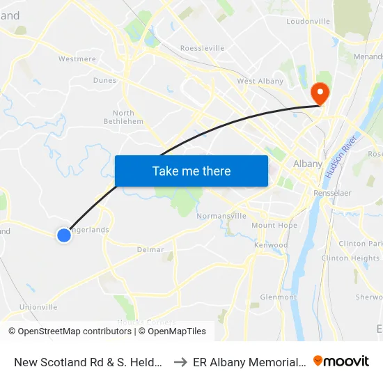 New Scotland Rd & S. Helderberg Pkwy to ER Albany Memorial Hospital map