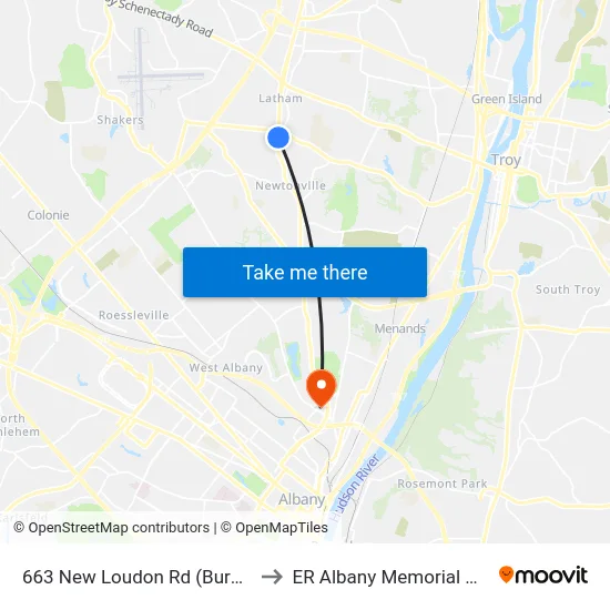 663 New Loudon Rd (Burger King) to ER Albany Memorial Hospital map
