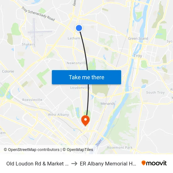 Old Loudon Rd & Market Bistro to ER Albany Memorial Hospital map