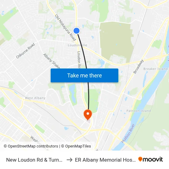 New Loudon Rd & Turner Ln to ER Albany Memorial Hospital map