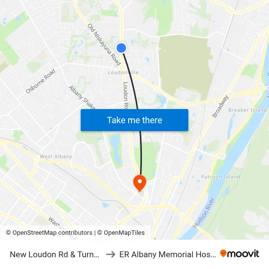 New Loudon Rd & Turner Ln to ER Albany Memorial Hospital map