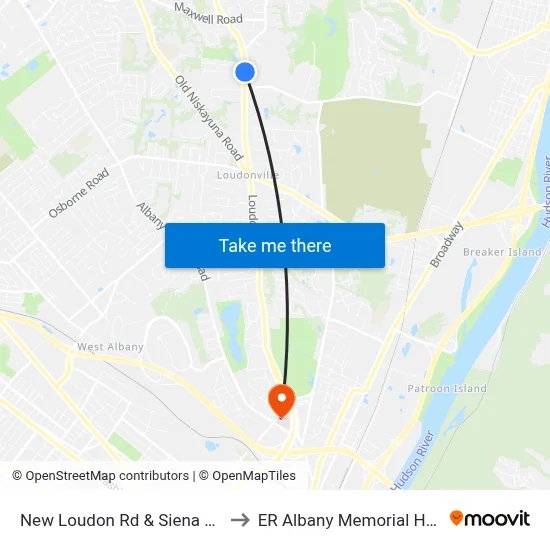 New Loudon Rd & Siena College to ER Albany Memorial Hospital map