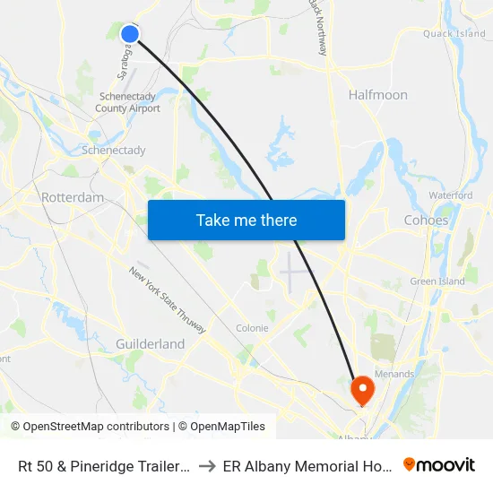 Rt 50 & Pineridge Trailer Park to ER Albany Memorial Hospital map