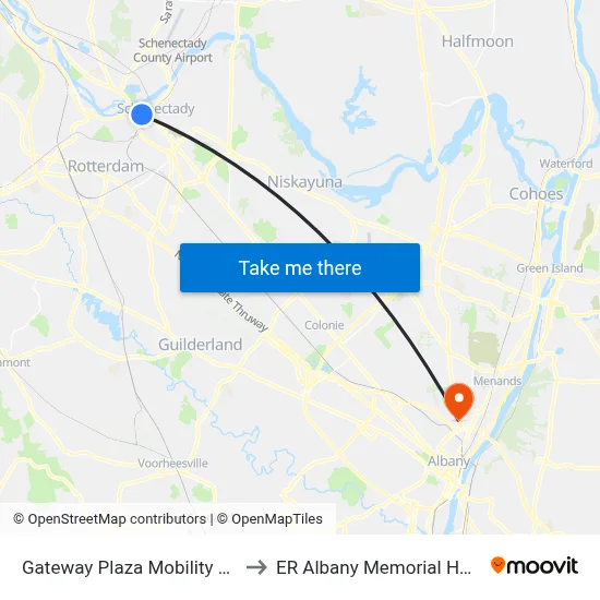 Gateway Plaza Mobility Center to ER Albany Memorial Hospital map