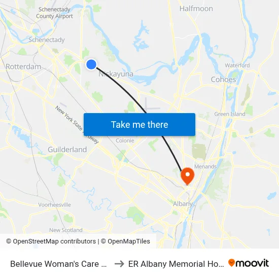 Bellevue Woman's Care Center to ER Albany Memorial Hospital map