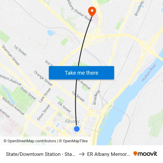 State/Downtown Station - State St & S. Pearl St to ER Albany Memorial Hospital map
