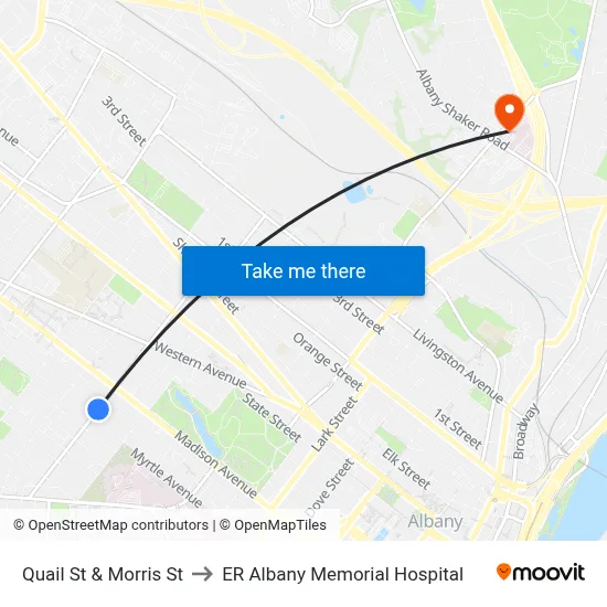 Quail St & Morris St to ER Albany Memorial Hospital map