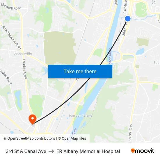 3rd St & Canal Ave to ER Albany Memorial Hospital map
