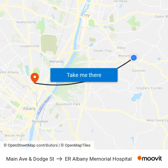 Main Ave & Dodge St to ER Albany Memorial Hospital map