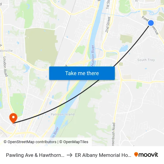 Pawling Ave & Hawthorne Ave to ER Albany Memorial Hospital map