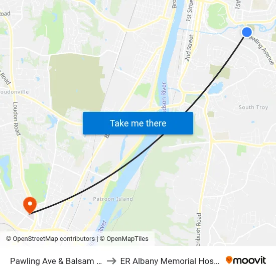 Pawling Ave & Balsam Ave to ER Albany Memorial Hospital map